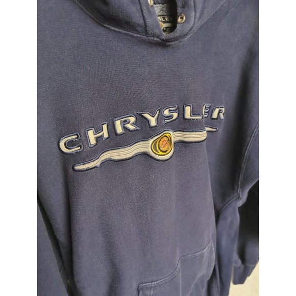 Chrysler Blue 2004 Pullover Hoodie Embroidered Size M No Drawstrings - Picture 2 of 5